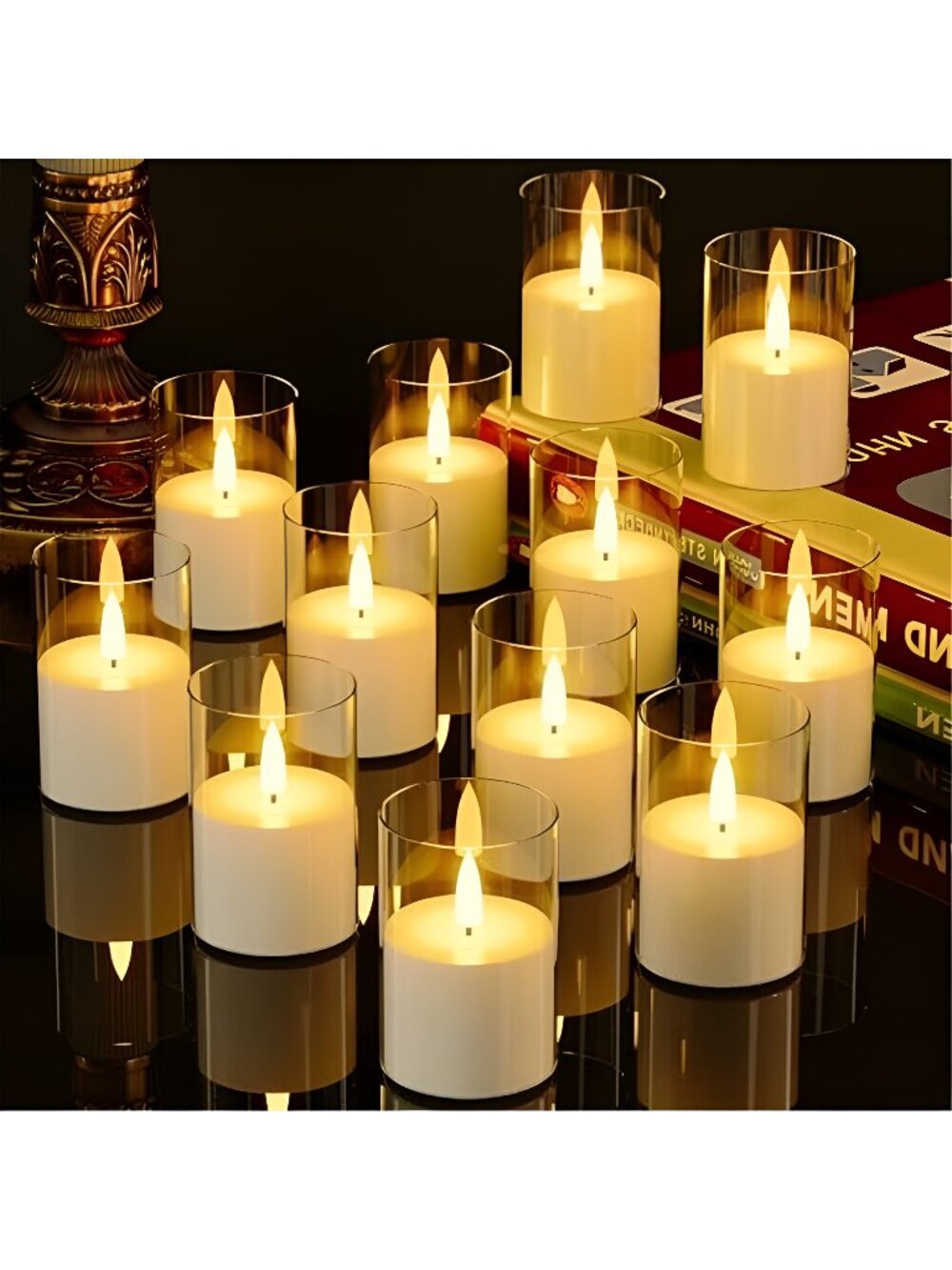 12Pack Flickering Flameless LED Candles with Timer, Battery Powered - Small